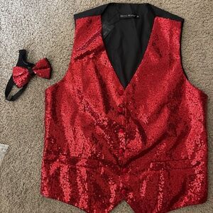 Sequined Red Vest